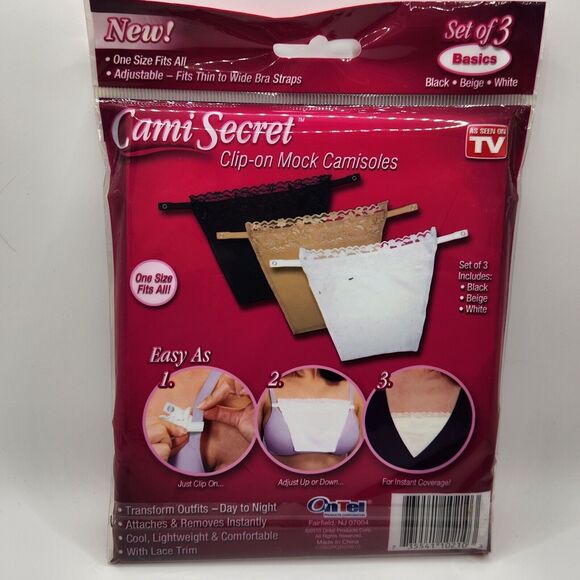 Cami Secret Clip-on Camisoles, Black, Beige, White, One Size, Adjustable - Picture 2 of 2